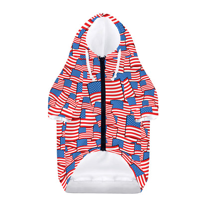 4th of July USA Flag Pattern Print Dog Zip Up Hoodie