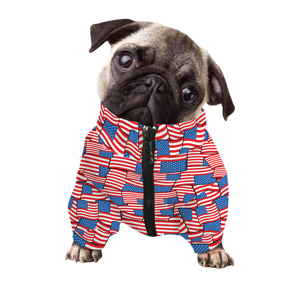 4th of July USA Flag Pattern Print Dog Zip Up Jacket