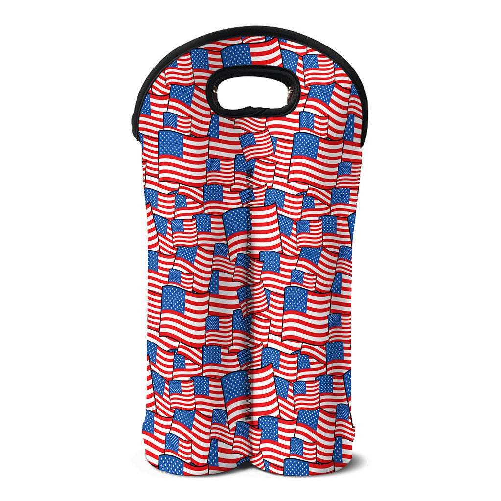 4th of July USA Flag Pattern Print Double Neoprene Wine Tote