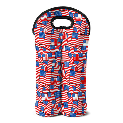 4th of July USA Flag Pattern Print Double Neoprene Wine Tote