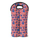 4th of July USA Flag Pattern Print Double Neoprene Wine Tote