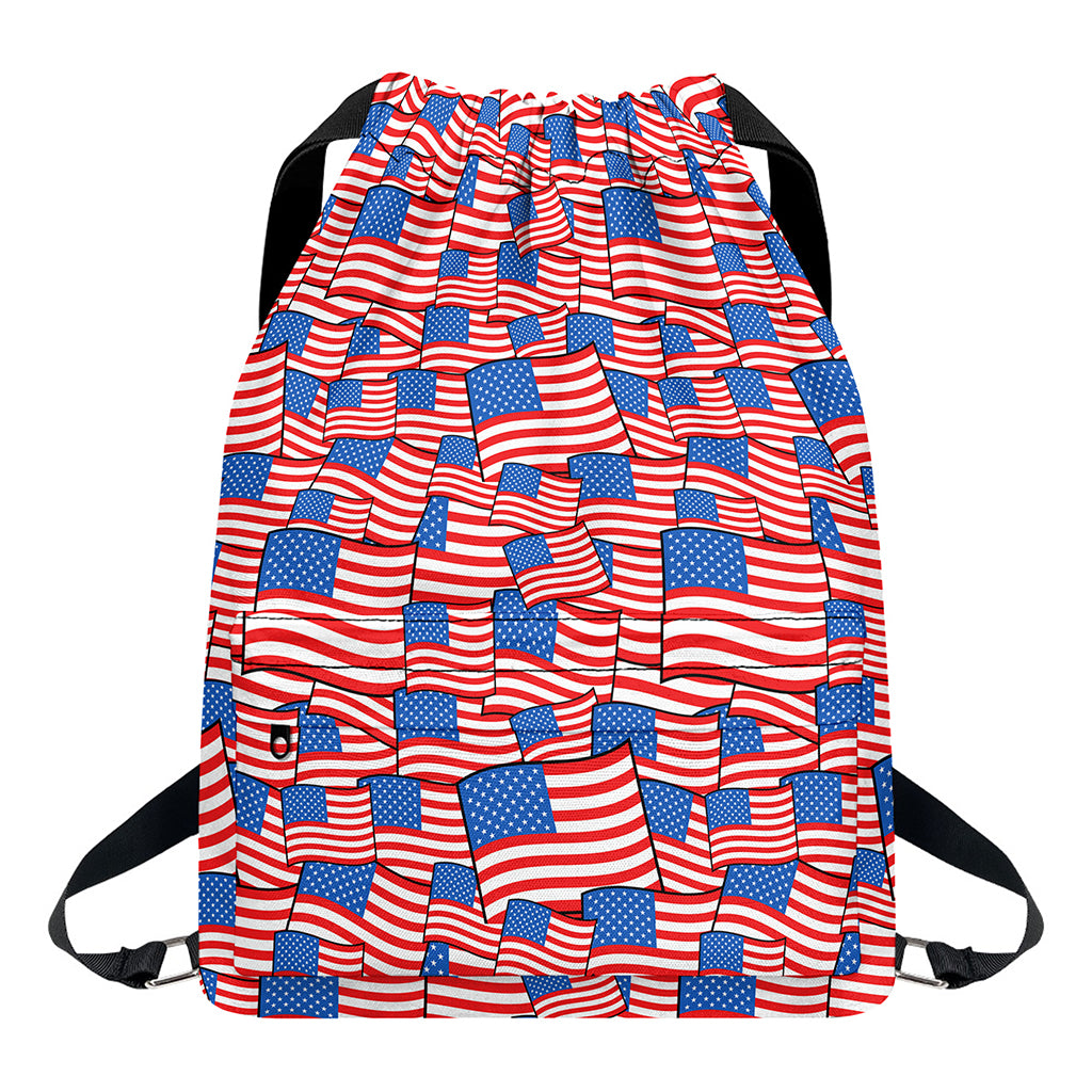 4th of July USA Flag Pattern Print Drawstring Backpack