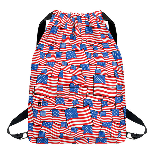 4th of July USA Flag Pattern Print Drawstring Backpack