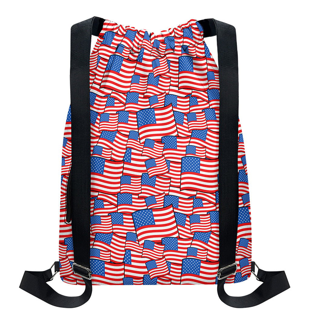 4th of July USA Flag Pattern Print Drawstring Backpack