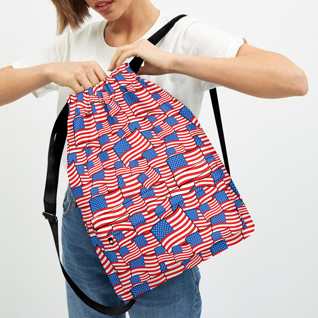 4th of July USA Flag Pattern Print Drawstring Backpack