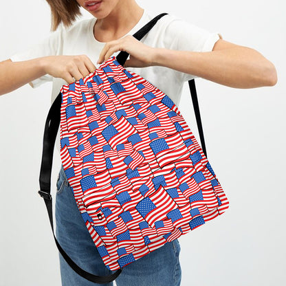 4th of July USA Flag Pattern Print Drawstring Backpack