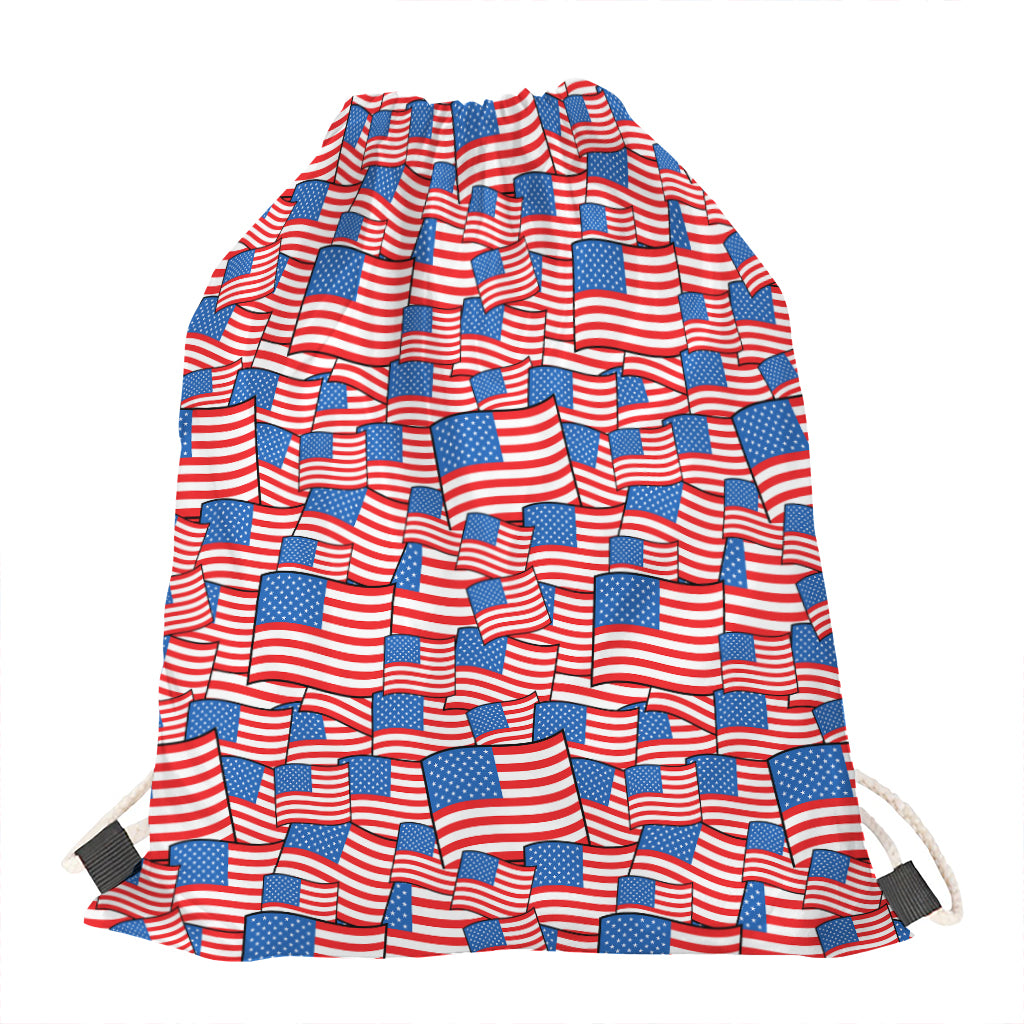 4th of July USA Flag Pattern Print Drawstring Bag