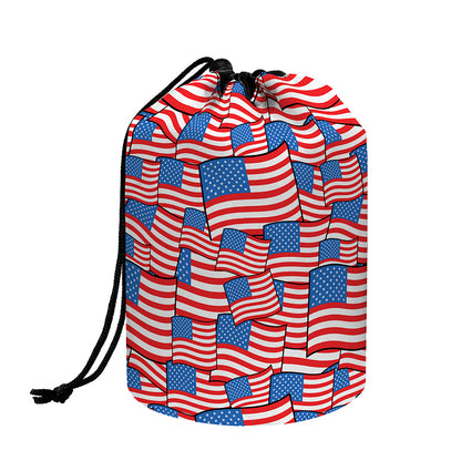 4th of July USA Flag Pattern Print Drawstring Makeup Bag