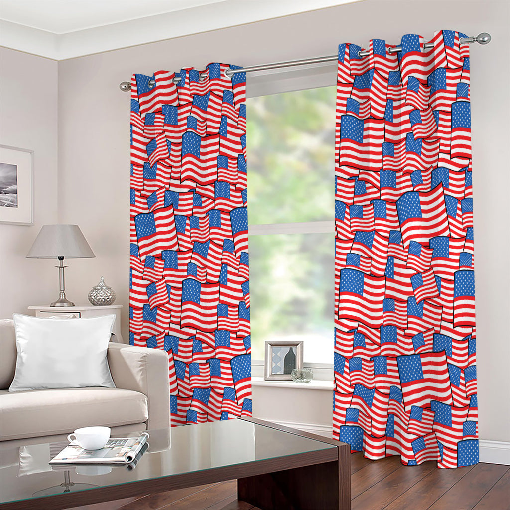 4th of July USA Flag Pattern Print Extra Wide Grommet Curtains