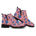 4th of July USA Flag Pattern Print Flat Ankle Boots