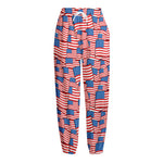 4th of July USA Flag Pattern Print Fleece Lined Knit Pants