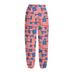 4th of July USA Flag Pattern Print Fleece Lined Knit Pants