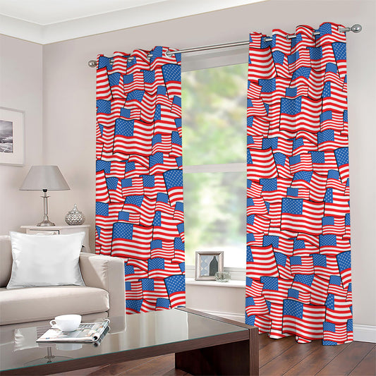 4th of July USA Flag Pattern Print Grommet Curtains