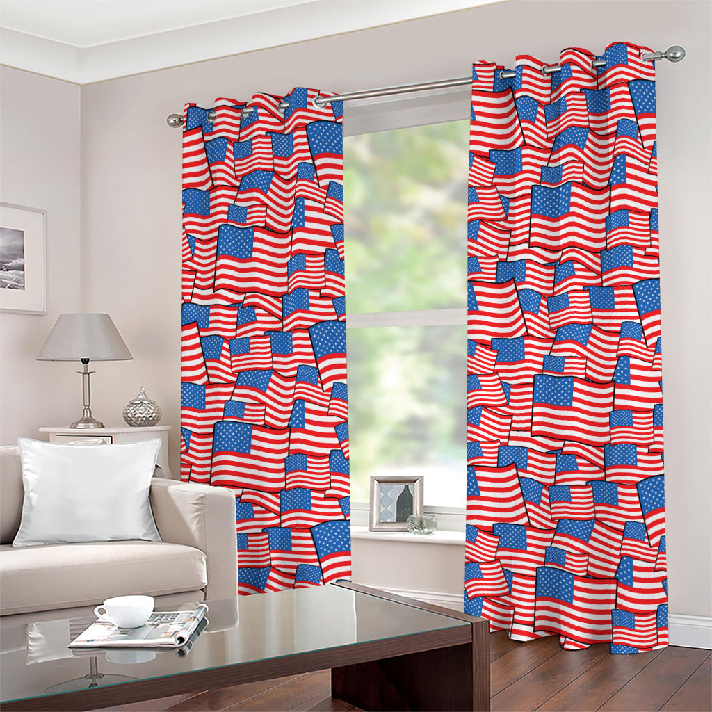 4th of July USA Flag Pattern Print Grommet Curtains