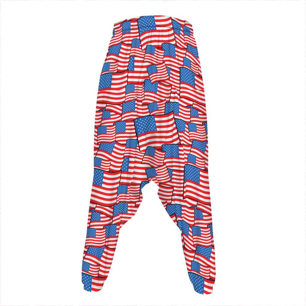 4th of July USA Flag Pattern Print Hammer Pants