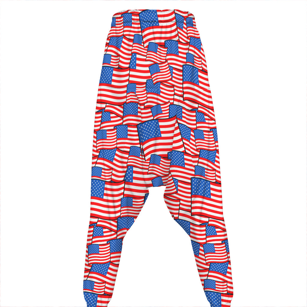 4th of July USA Flag Pattern Print Hammer Pants