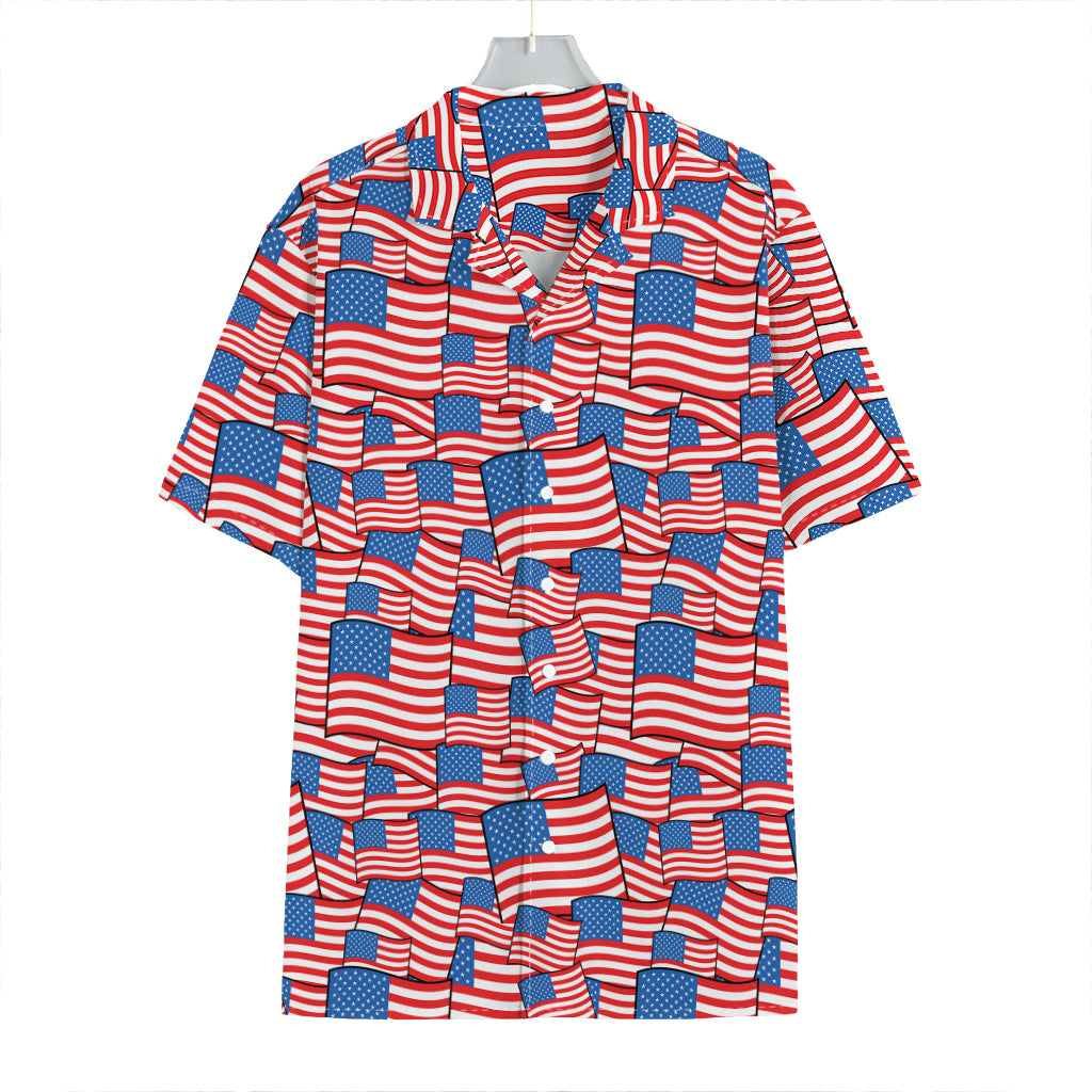 4th of July USA Flag Pattern Print Hawaiian Shirt