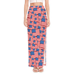 4th of July USA Flag Pattern Print High Slit Maxi Skirt
