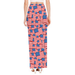 4th of July USA Flag Pattern Print High Slit Maxi Skirt