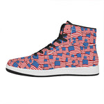 4th of July USA Flag Pattern Print High Top Leather Sneakers