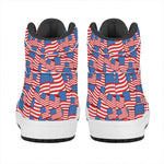 4th of July USA Flag Pattern Print High Top Leather Sneakers