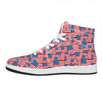 4th of July USA Flag Pattern Print High Top Leather Sneakers