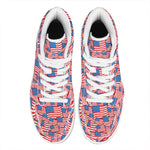 4th of July USA Flag Pattern Print High Top Leather Sneakers