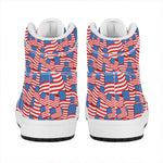 4th of July USA Flag Pattern Print High Top Leather Sneakers
