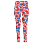 4th of July USA Flag Pattern Print High-Waisted Pocket Leggings