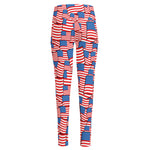 4th of July USA Flag Pattern Print High-Waisted Pocket Leggings