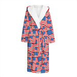 4th of July USA Flag Pattern Print Hooded Bathrobe