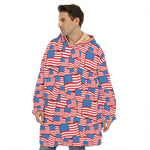4th of July USA Flag Pattern Print Hoodie Blanket