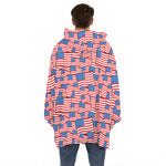 4th of July USA Flag Pattern Print Hoodie Blanket
