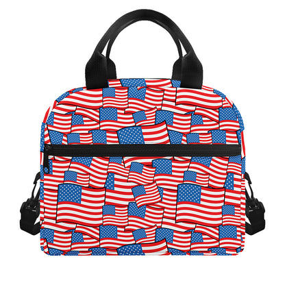 4th of July USA Flag Pattern Print Insulated Lunch Bag