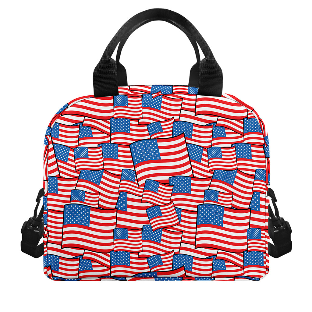 4th of July USA Flag Pattern Print Insulated Lunch Bag