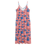 4th of July USA Flag Pattern Print Jersey Midi Cami Dress