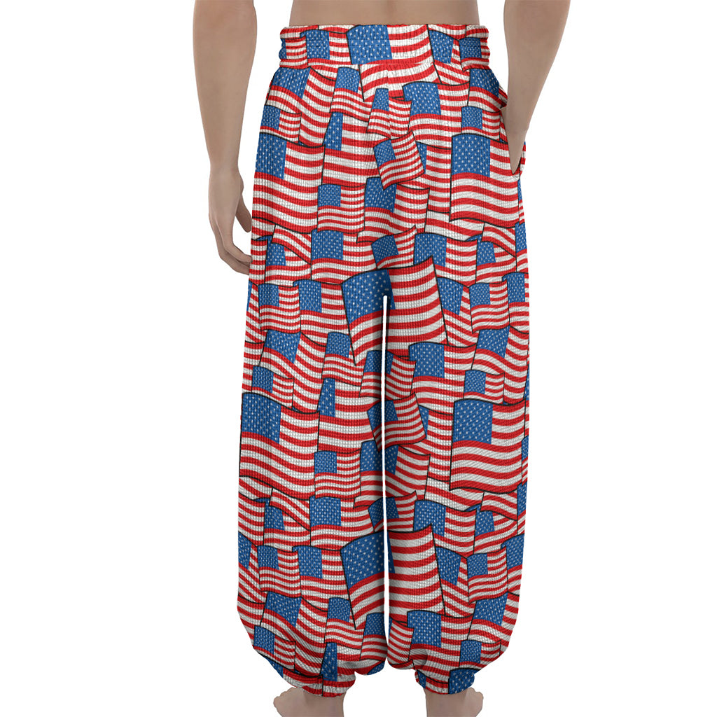 4th of July USA Flag Pattern Print Lantern Pants