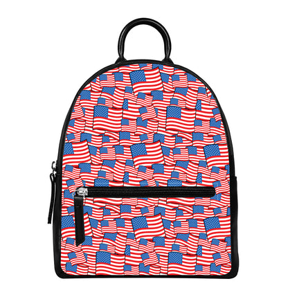 4th of July USA Flag Pattern Print Leather Backpack