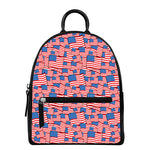 4th of July USA Flag Pattern Print Leather Backpack