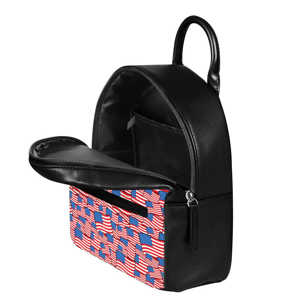 4th of July USA Flag Pattern Print Leather Backpack
