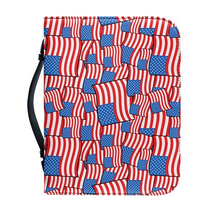 4th of July USA Flag Pattern Print Leather Bible Cover