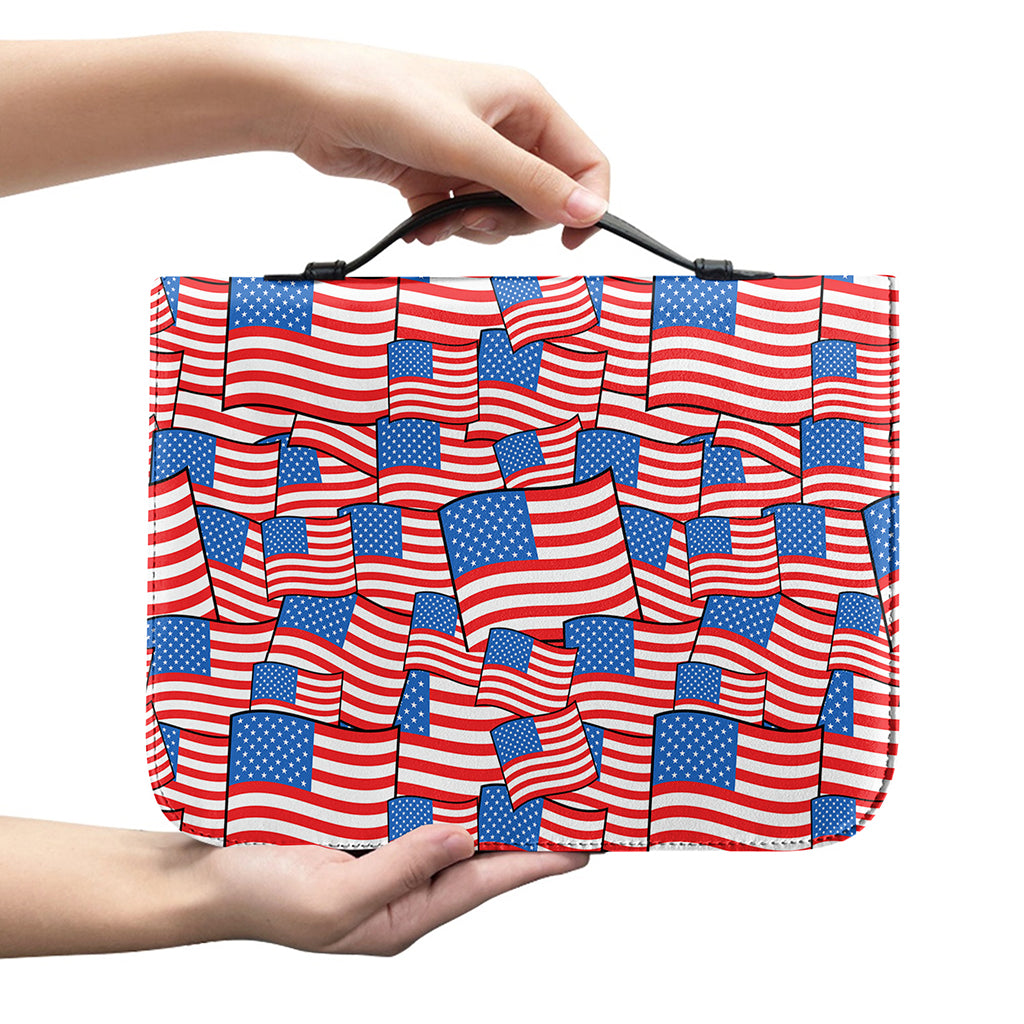 4th of July USA Flag Pattern Print Leather Bible Cover