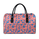 4th of July USA Flag Pattern Print Leather Duffle Bag