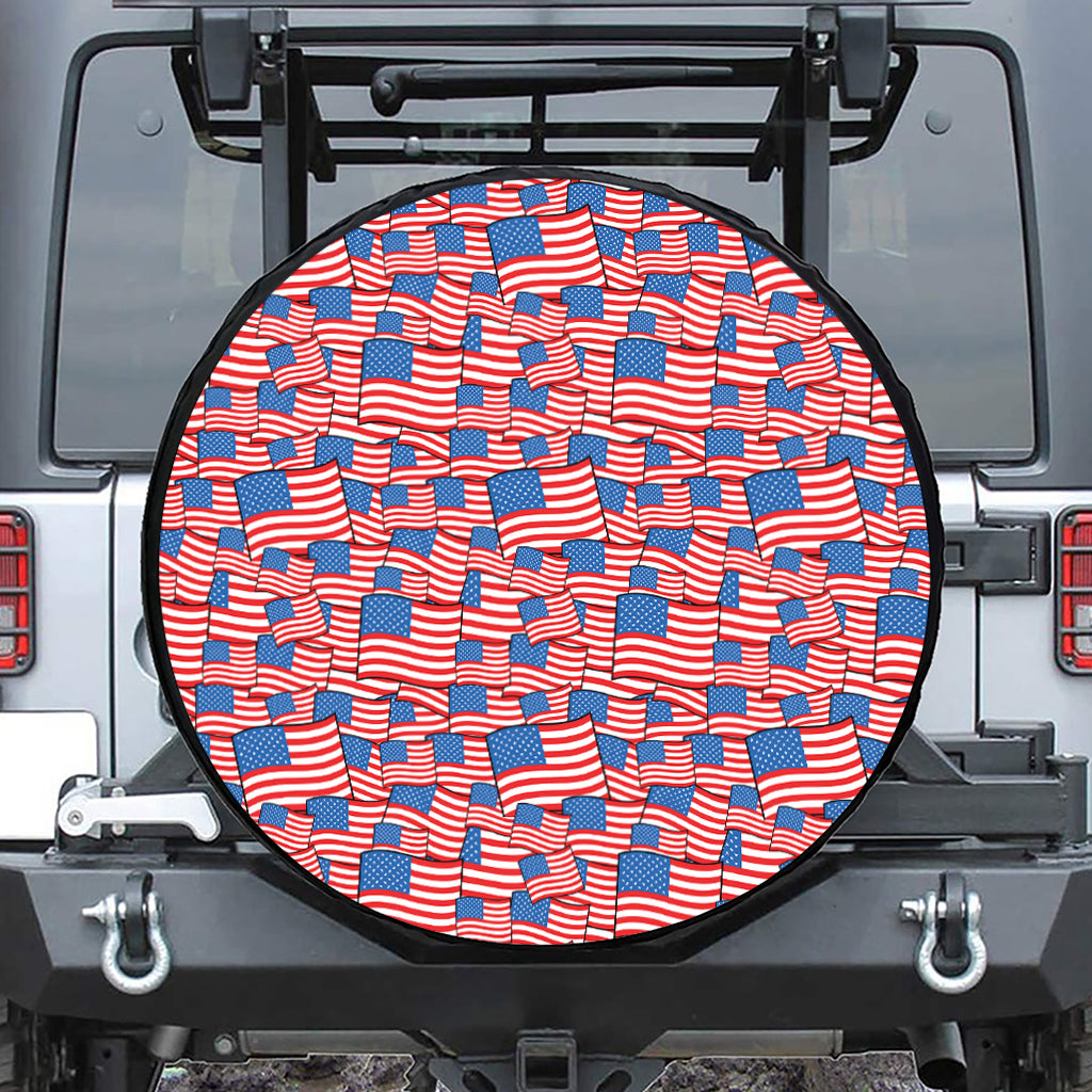 4th of July USA Flag Pattern Print Leather Spare Tire Cover