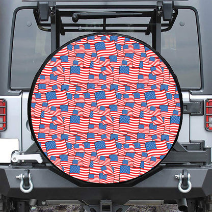 4th of July USA Flag Pattern Print Leather Spare Tire Cover