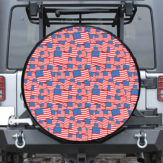 4th of July USA Flag Pattern Print Leather Spare Tire Cover