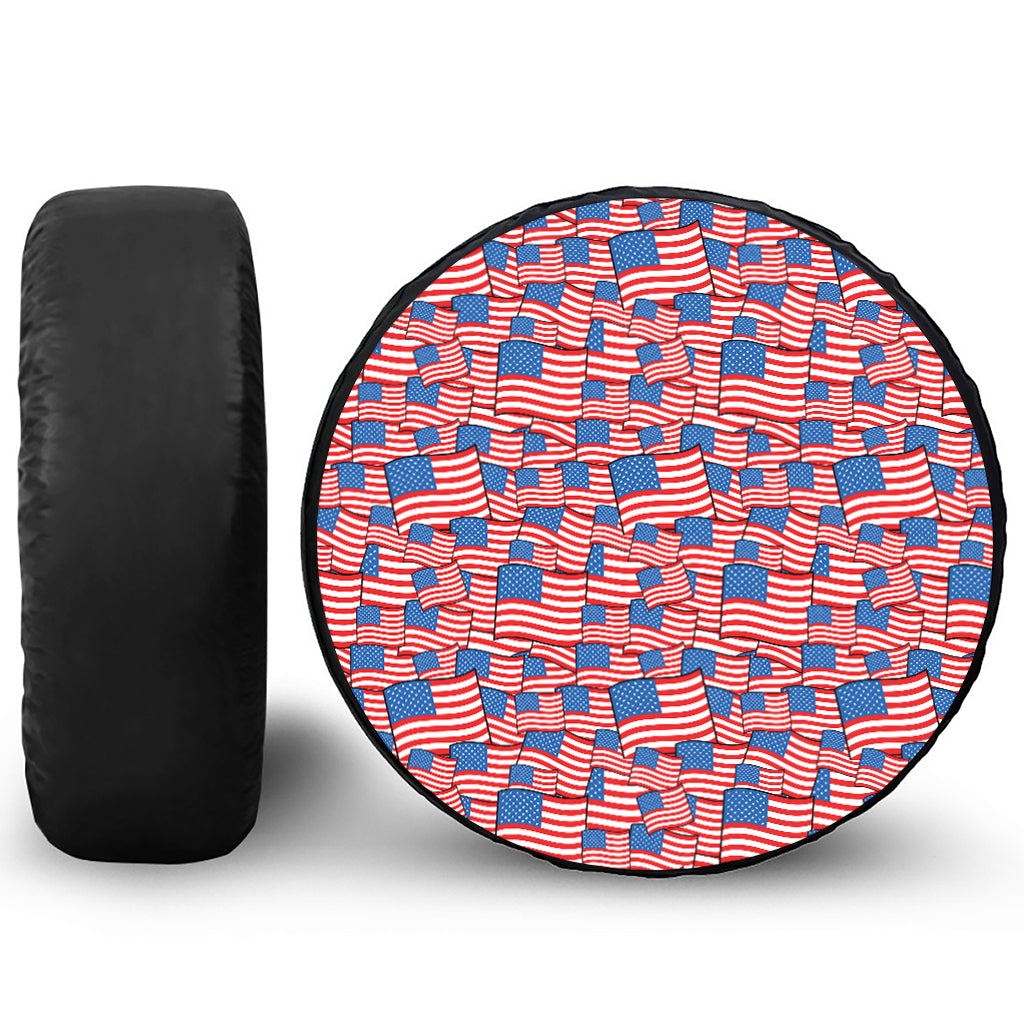 4th of July USA Flag Pattern Print Leather Spare Tire Cover