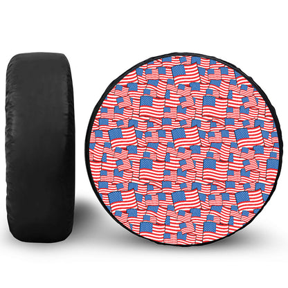 4th of July USA Flag Pattern Print Leather Spare Tire Cover