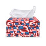 4th of July USA Flag Pattern Print Leather Tissue Box Cover