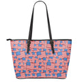 4th of July USA Flag Pattern Print Leather Tote Bag With Zipper